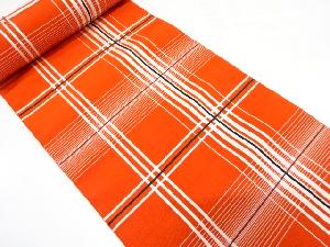 アンティーク　格子模様織り出し　八寸帯地反物